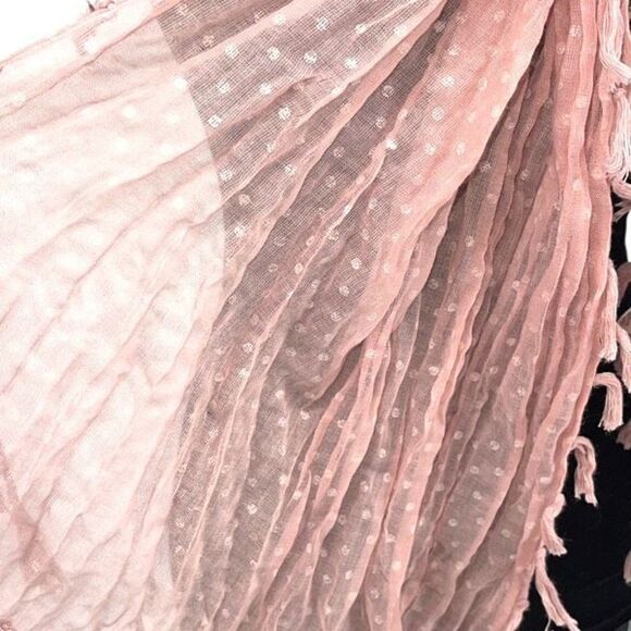 Fantasia Accessories Womens Polka Dot Gauze Polyester Fringed Scarf Pink 22”x72” - Picture 3 of 4